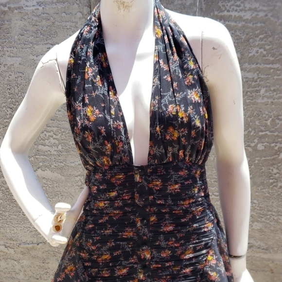 ASOS DESIGN button through ruched dress with soft ruffle - Picture 7 of 11